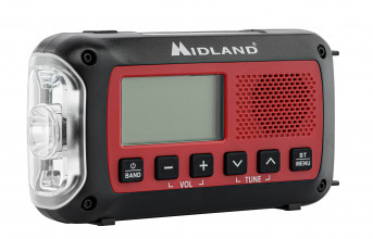 Photo A69184-02 Radio Urgence Midland modèle ER250BT rouge avec technologie Bluetooth