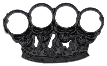 American fist skulls in black tanned metal