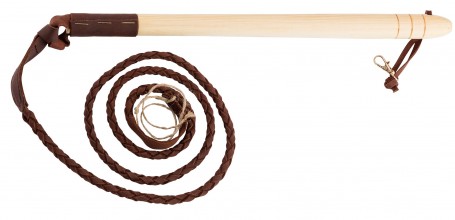 Hunting whip, wood handle, leather fleet - Country