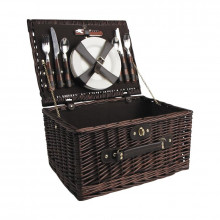 Wicker picnic suitcase for 4 people with ...