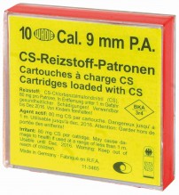 Box of 10 cartridges 9 mm PA CS gas