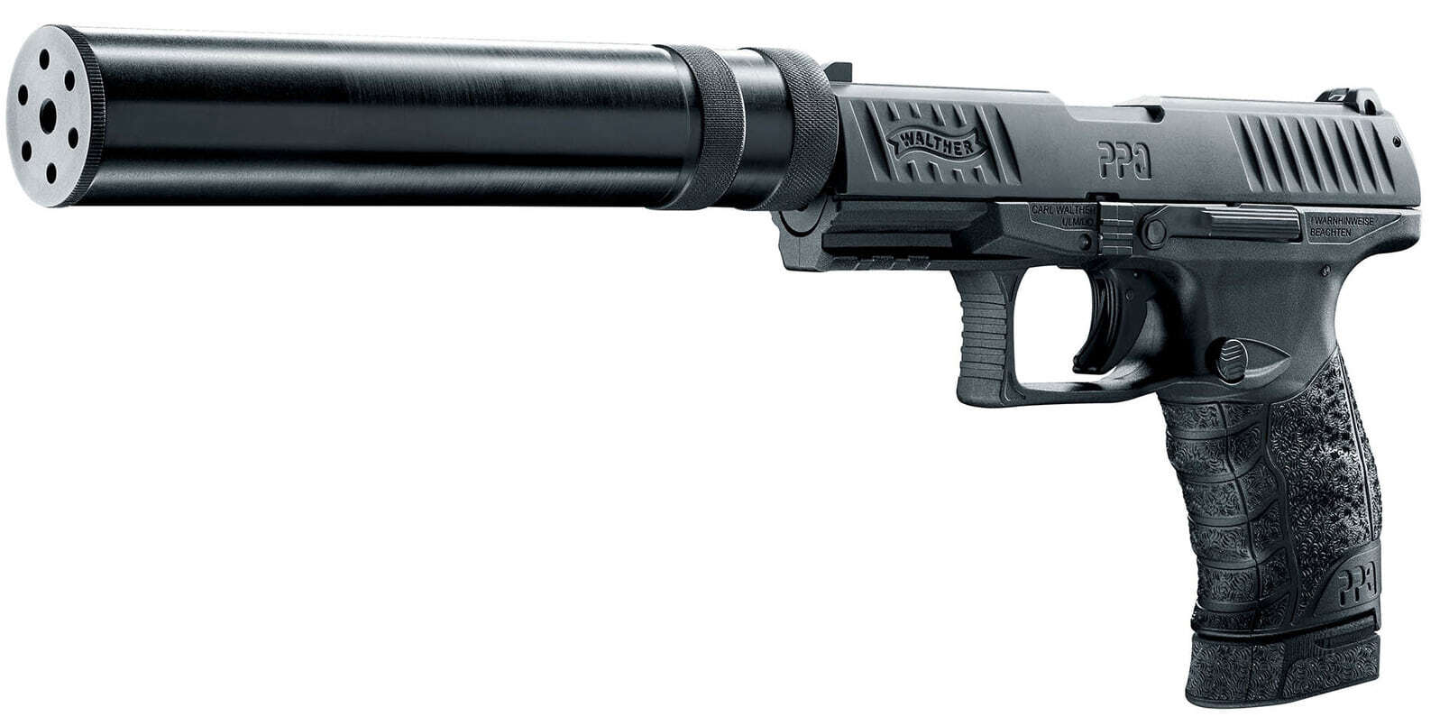 Pistolet 9 mm à blanc Walther PPQ M2 bronzé avec silencieux