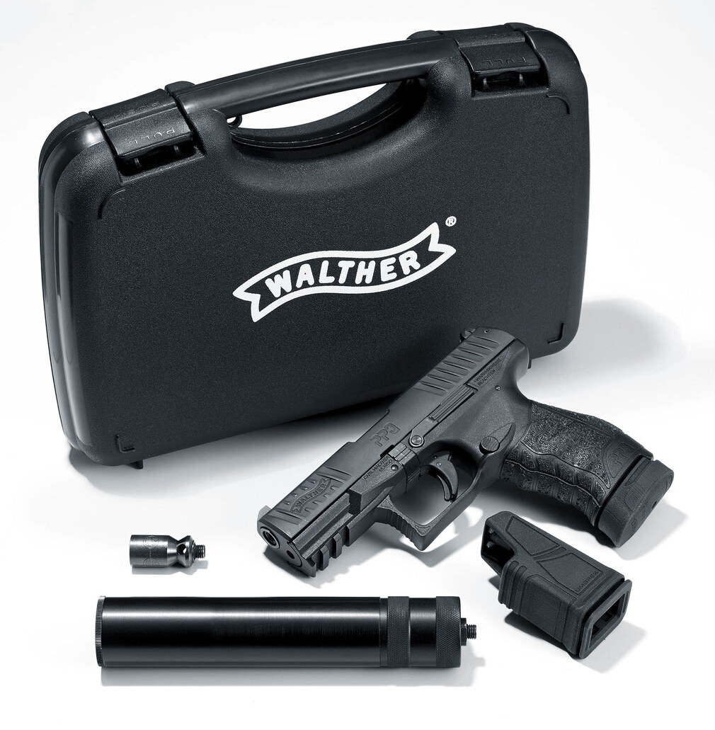 Pistolet 9 mm à blanc Walther PPQ M2 bronzé avec silencieux