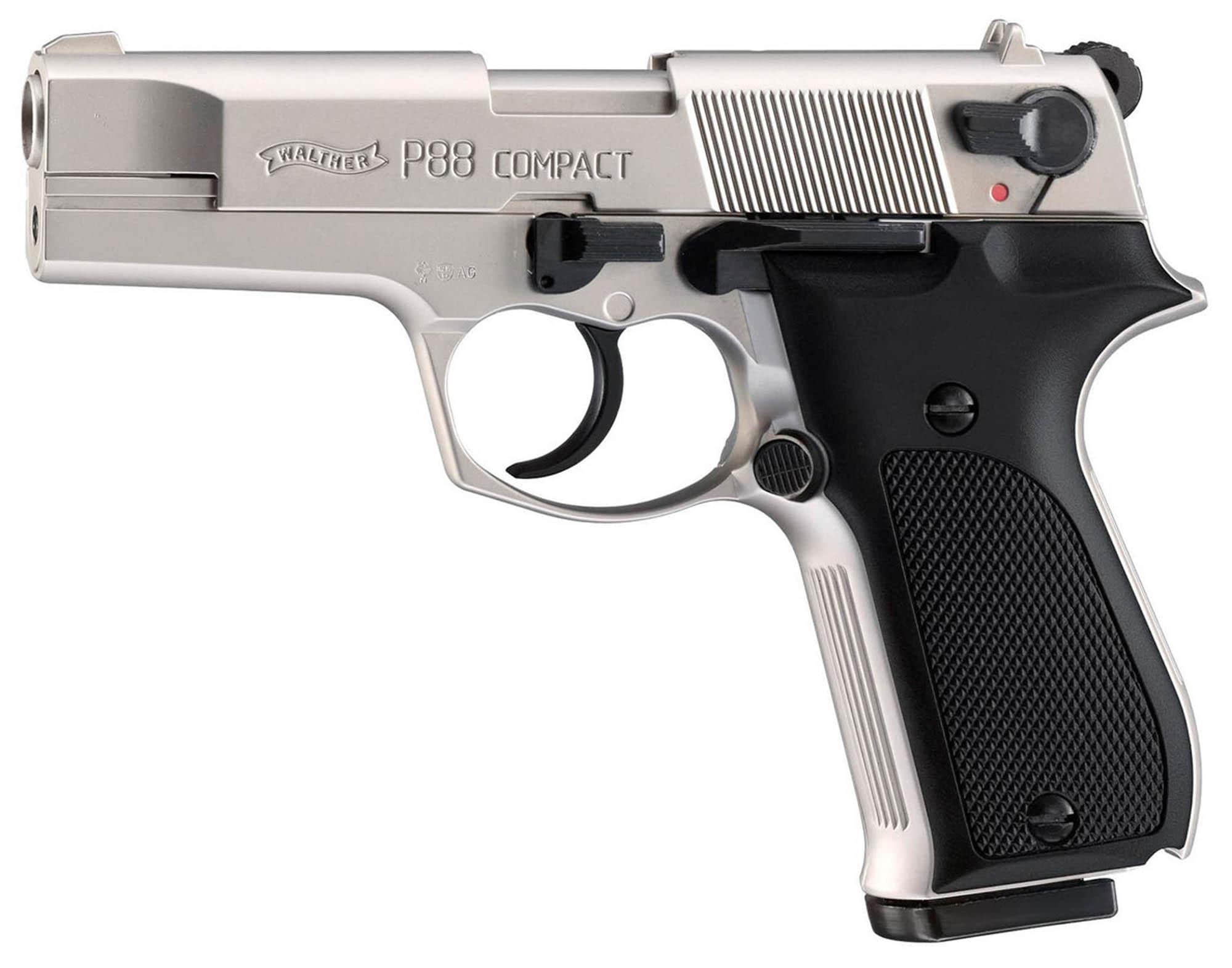 Pistolet 9 mm à blanc Walther P88 Compact nickelé